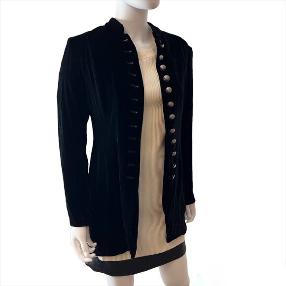 Vintage Jackets & Blazers - Vintage 90's Steampunk Cambridge Dry Goods Co. Black Velvet Jacket Blazer NWT